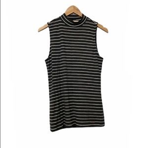 Michael Kors Turtleneck Sleeveless Stripe Top